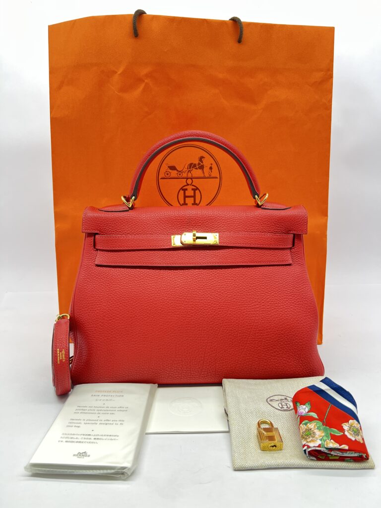 Kelly 32 Togo Rouge Pivoine GHW