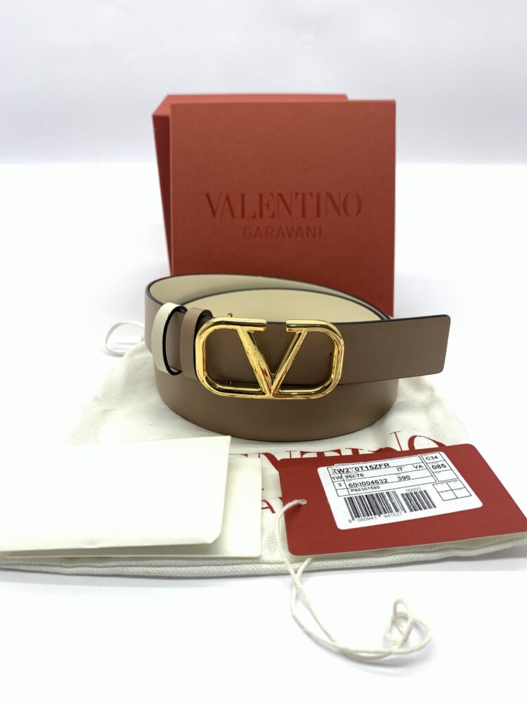 Reversible Vlogo Belt Nude Ivory GHW