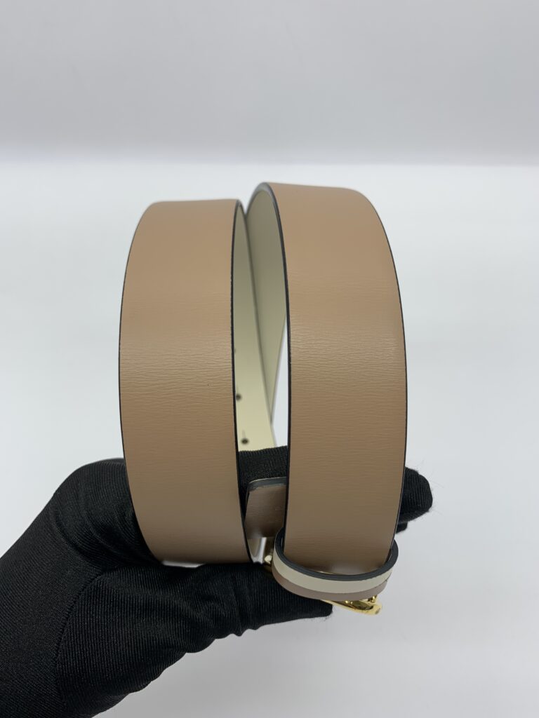 Reversible Vlogo Belt Nude Ivory GHW