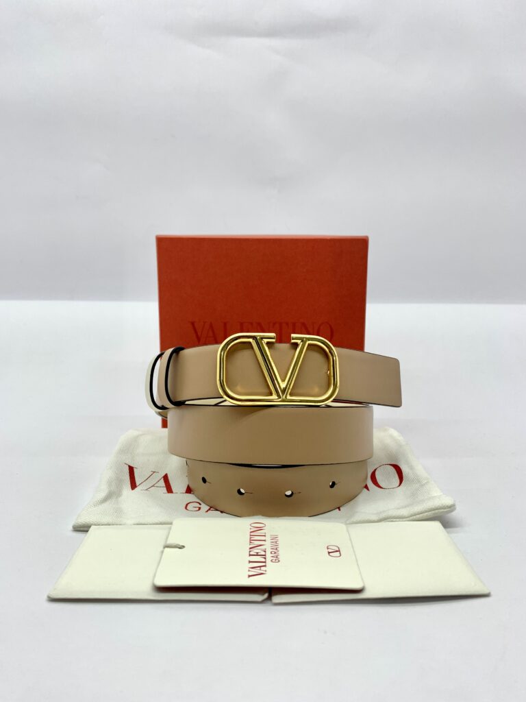 Reversible Vlogo Belt Nude Ivory GHW