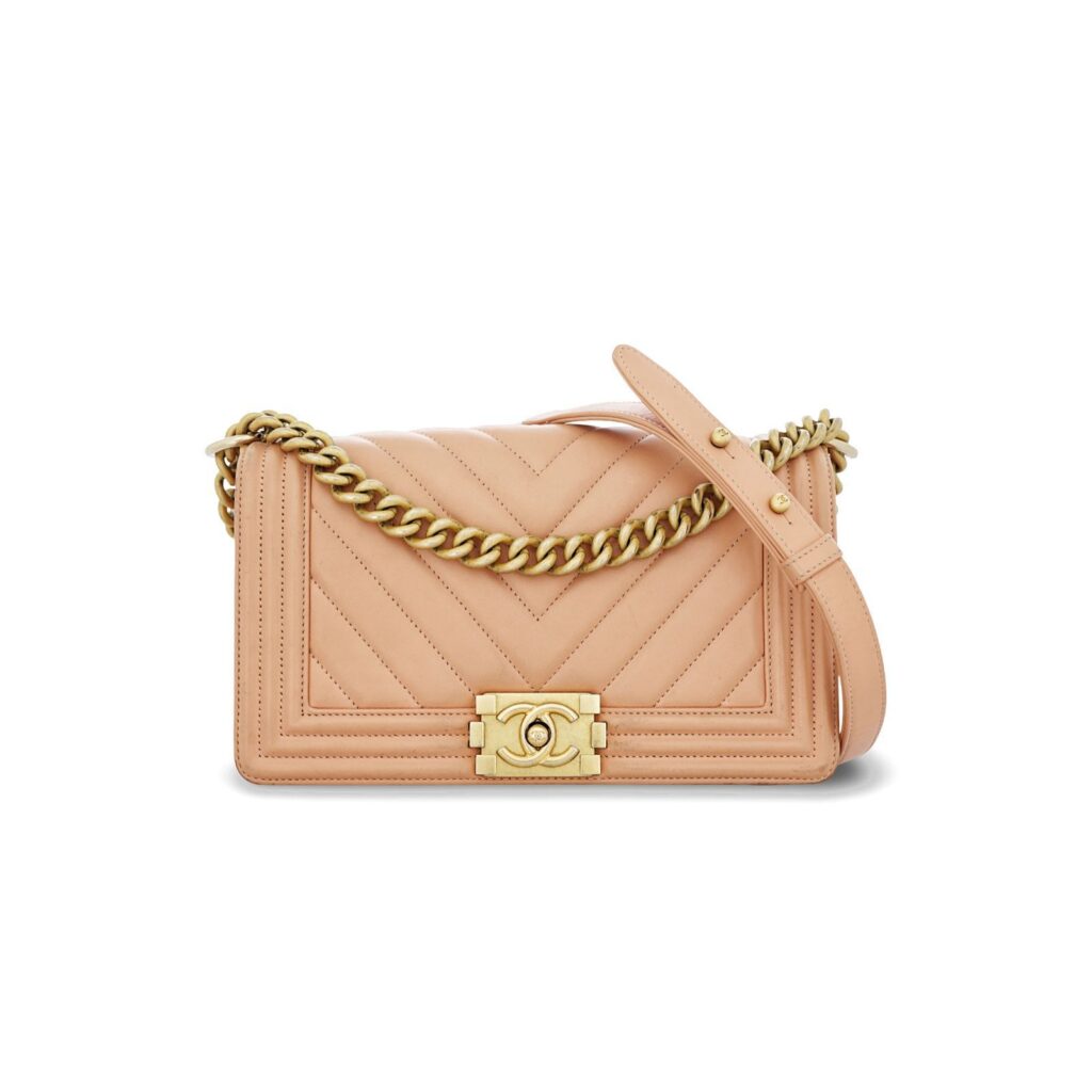 Boy Medium 25 Chevron Lambskin Peach SHW