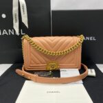 Boy Medium 25 Chevron Lambskin Peach SHW