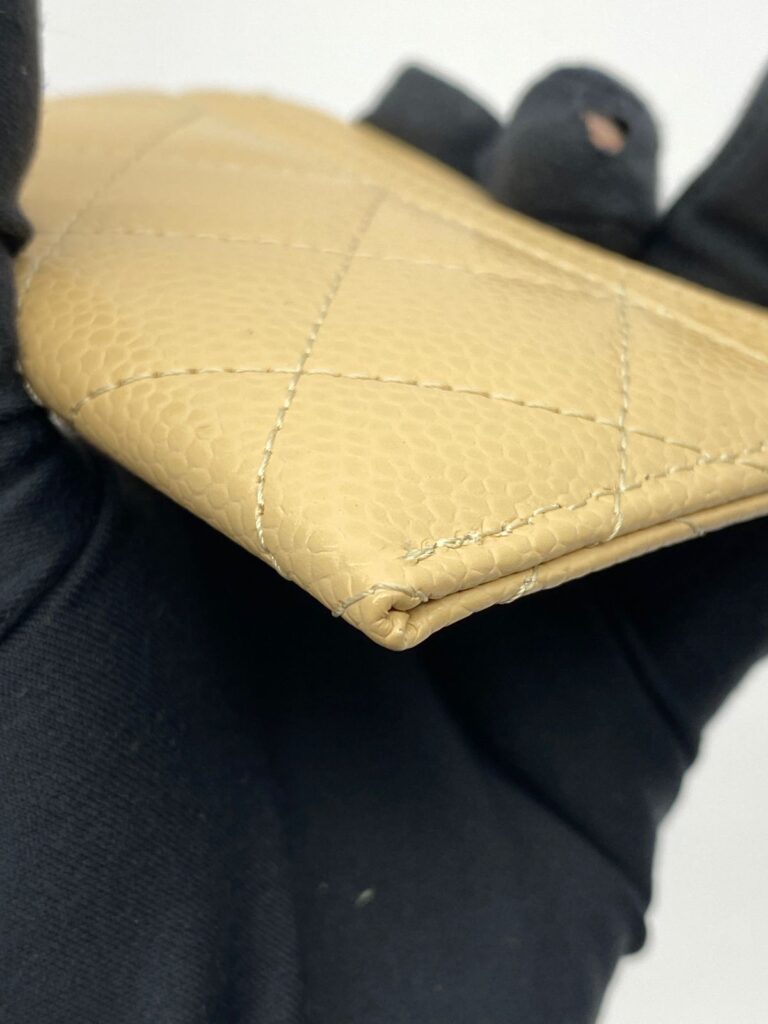 Classic Card Holder Caviar Beige GHW
