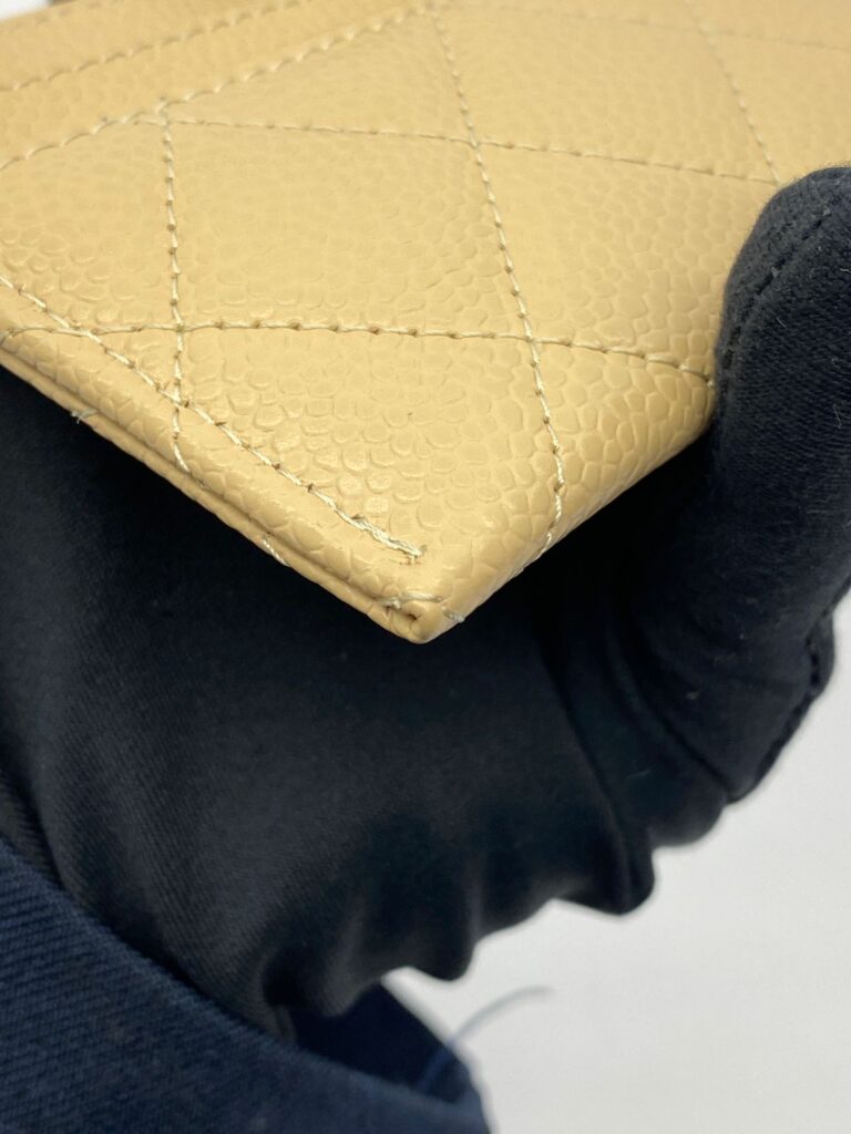 Classic Card Holder Caviar Beige GHW