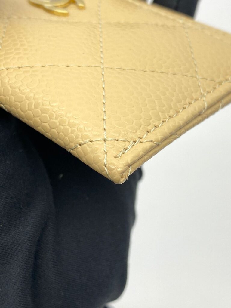 Classic Card Holder Caviar Beige GHW