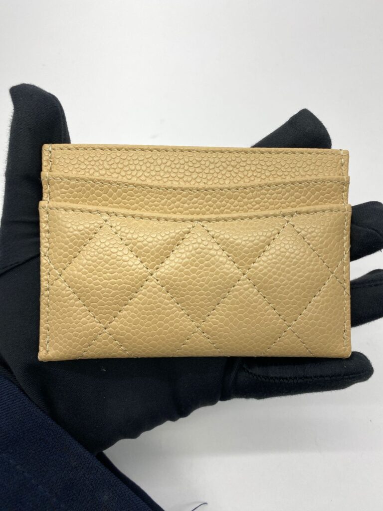 Classic Card Holder Caviar Beige GHW