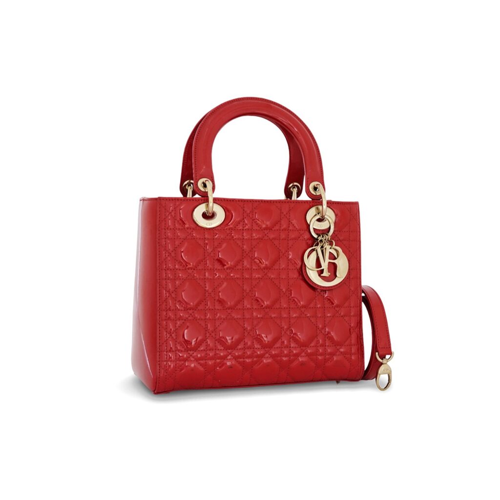 Lady Dior Medium Patent Rouge VIF GHW