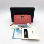 Boy Zip Wallet Lambskin Pink Silver Hardware