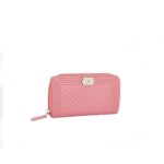 Boy Zip Wallet Lambskin Pink Silver Hardware