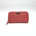 Boy Zip Wallet Lambskin Pink Silver Hardware