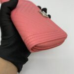 Boy Zip Wallet Lambskin Pink Silver Hardware