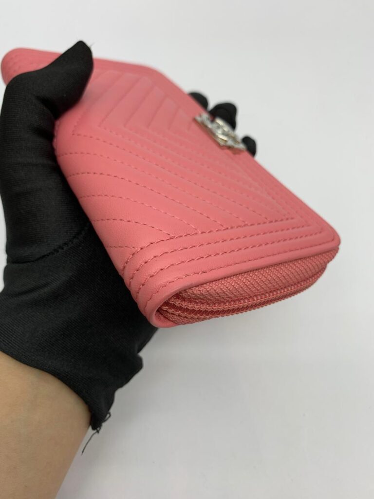 Boy Zip Wallet Lambskin Pink Silver Hardware