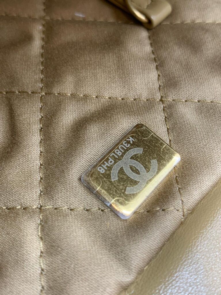 C22 Small Shiny Lambskin Beige Gold Hardware