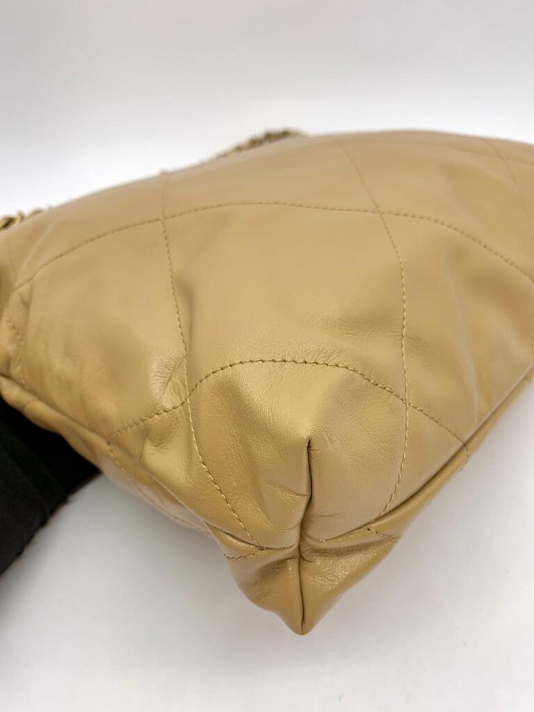 C22 Small Shiny Lambskin Beige Gold Hardware