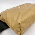 C22 Small Shiny Lambskin Beige Gold Hardware