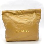 C22 Small Shiny Lambskin Beige Gold Hardware