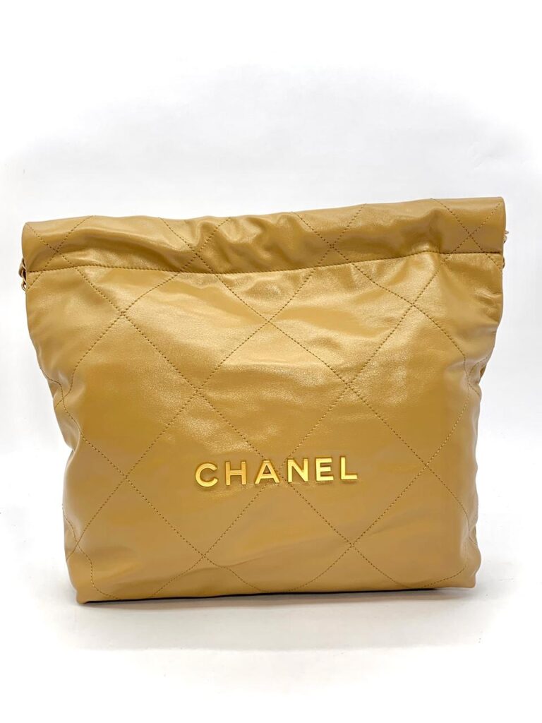 C22 Small Shiny Lambskin Beige Gold Hardware