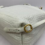 Drawstring Backpack Croco Embossed White Gold Hardware