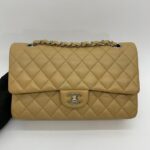 Medium Classic D Flap Lambskin Dark Beige Silver Hardware