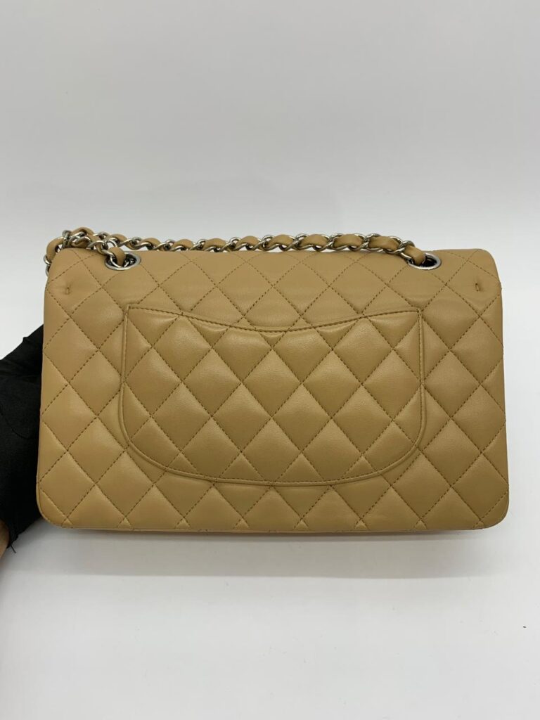 Medium Classic D Flap Lambskin Dark Beige Silver Hardware