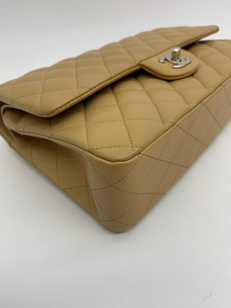 Medium Classic D Flap Lambskin Dark Beige Silver Hardware