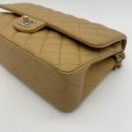 Medium Classic D Flap Lambskin Dark Beige Silver Hardware