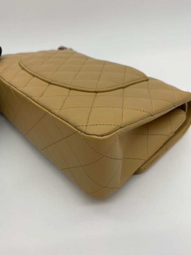 Medium Classic D Flap Lambskin Dark Beige Silver Hardware