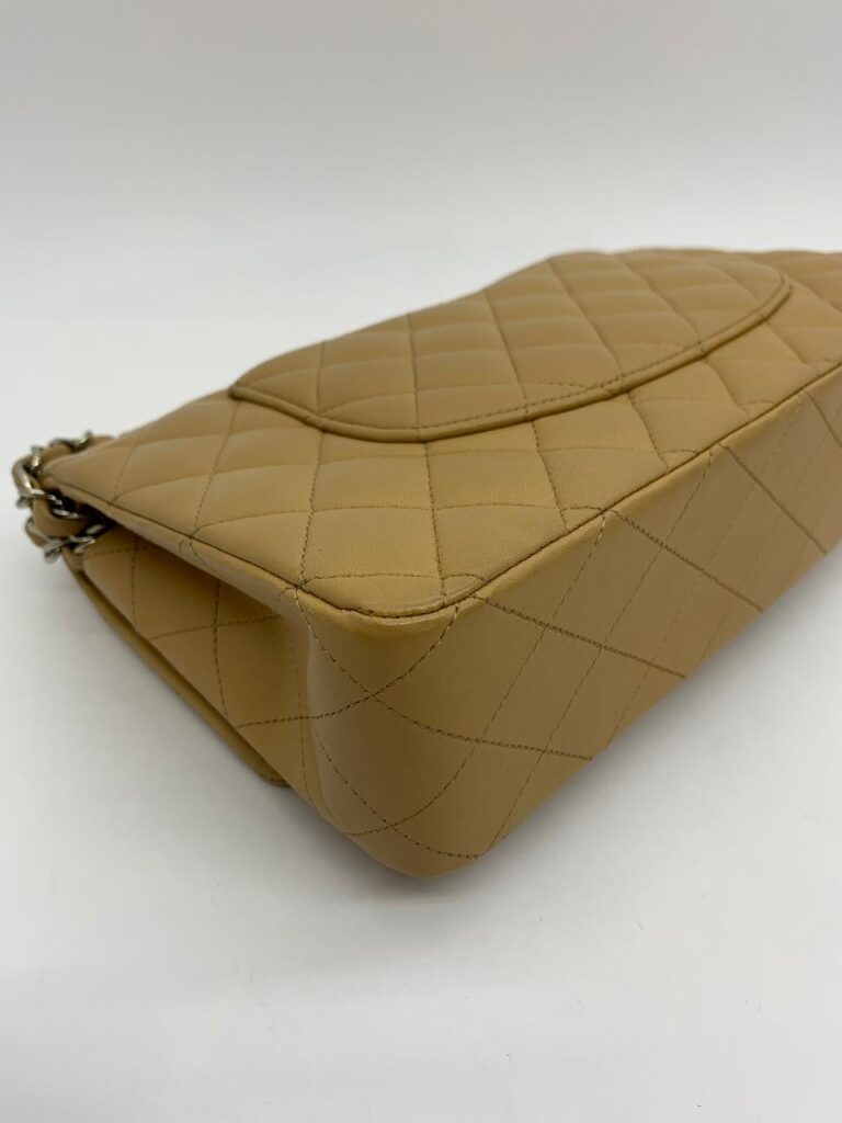 Medium Classic D Flap Lambskin Dark Beige Silver Hardware