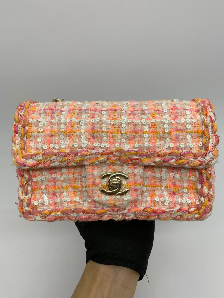 Mini Rectangle Tweed Pink Orange SHW