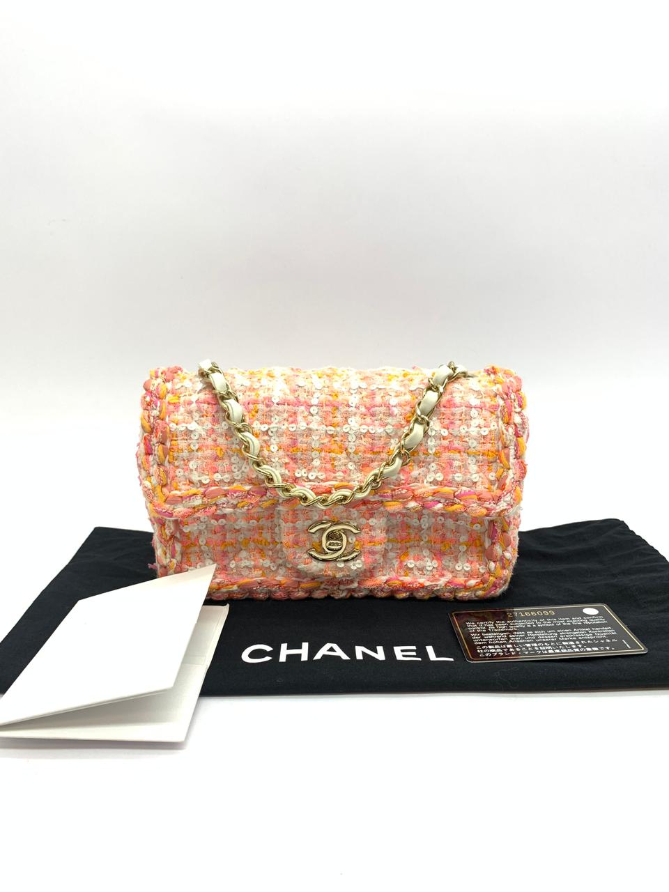 Mini Rectangle Tweed Pink Orange SHW