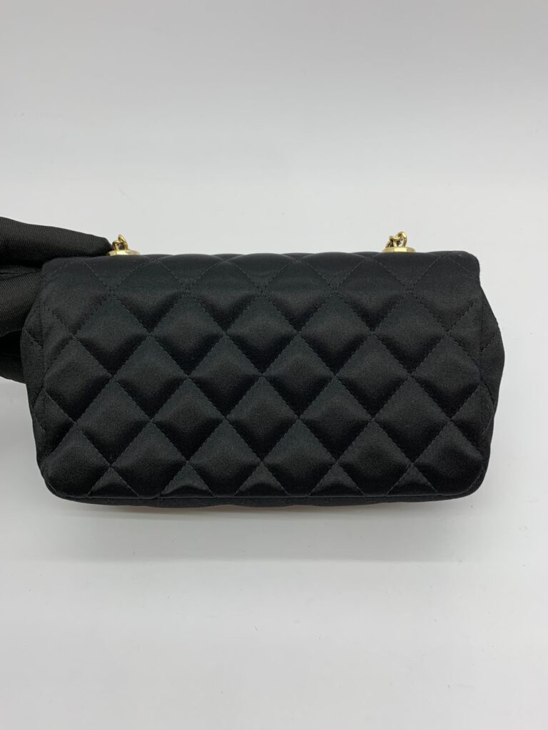 Mini Flap Bag Black Satin GHW