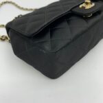Mini Flap Bag Black Satin GHW