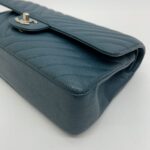 Medium Classic D Flap Caviar Chevron Blue GHW