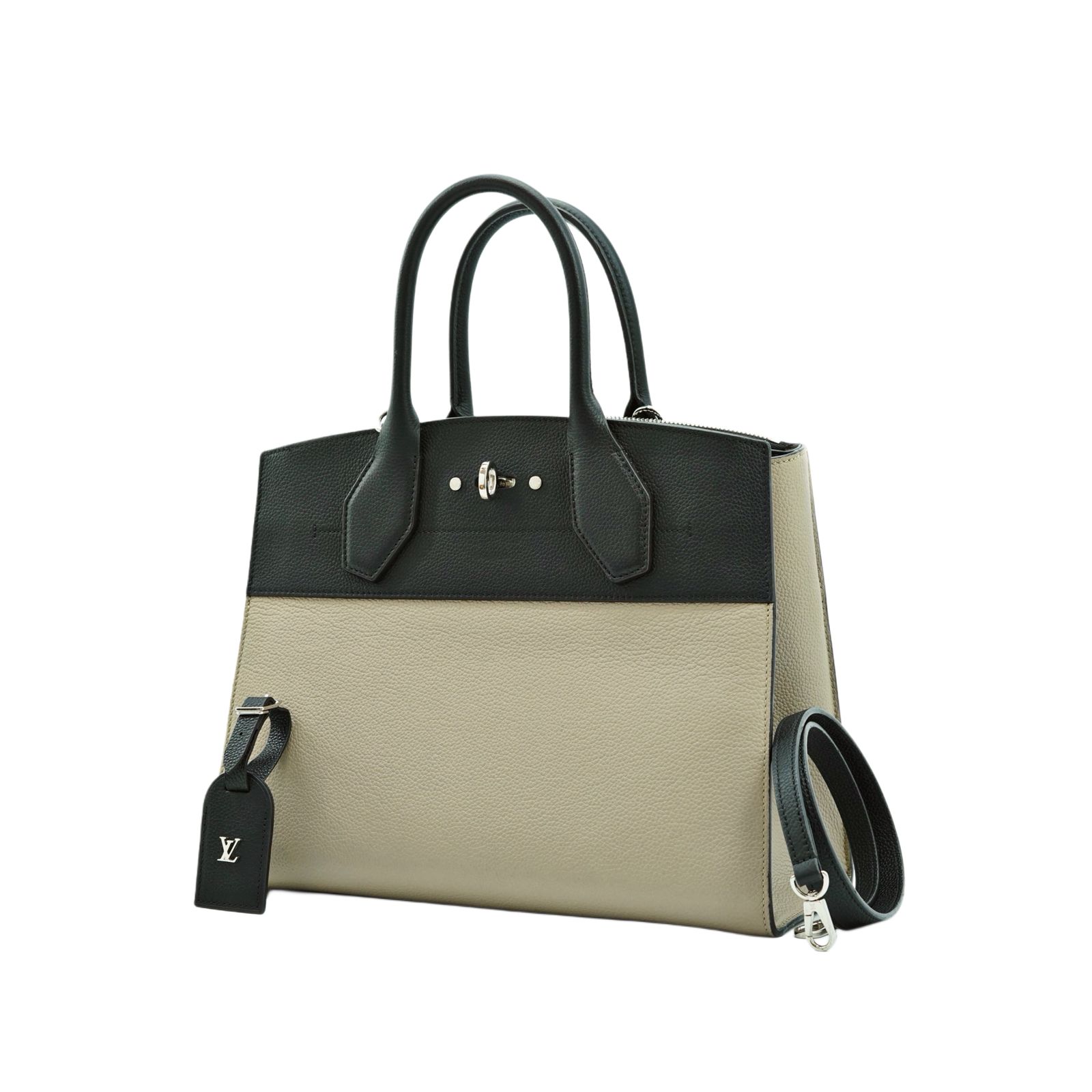 City Steamer MM Grained Noir Galet Silver Hardware