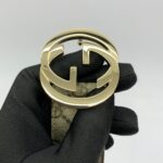 Interlocking Belt 3.5cm Supreme Canvas Brown Light Gold Hardware