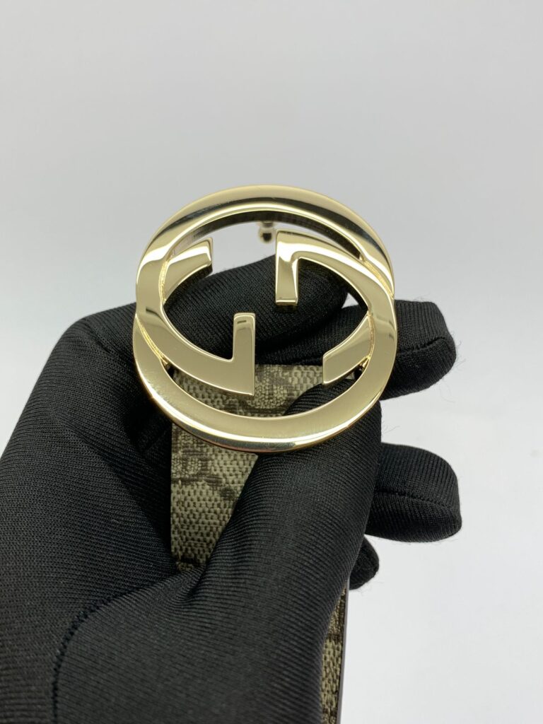 Interlocking Belt 3.5cm Supreme Canvas Brown Light Gold Hardware