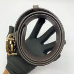 Interlocking Belt 3.5cm Supreme Canvas Brown Light Gold Hardware