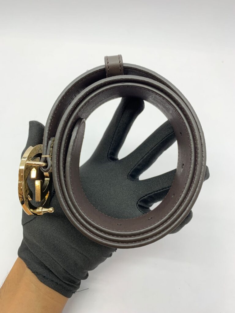 Interlocking Belt 3.5cm Supreme Canvas Brown Light Gold Hardware