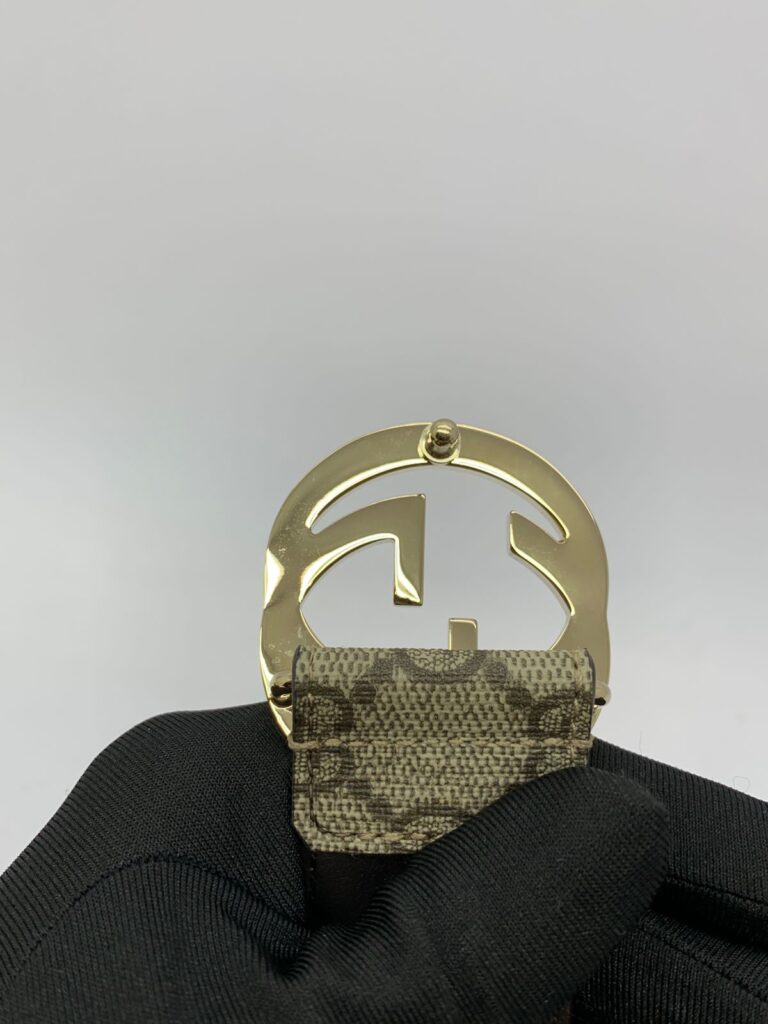 Interlocking Belt 3.5cm Supreme Canvas Brown Light Gold Hardware