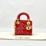 Lady Dior Mini Vernis Red Gold Hardware