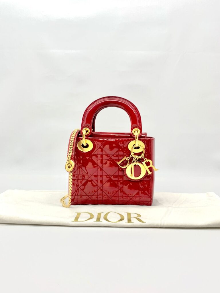 Lady Dior Mini Vernis Red Gold Hardware