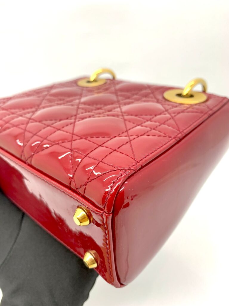 Lady Dior Mini Vernis Red Gold Hardware