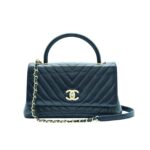 Coco Handle Medium Chevron Navy Gold Hardware
