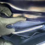 Coco Handle Medium Chevron Navy Gold Hardware