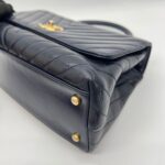 Coco Handle Medium Chevron Navy Gold Hardware