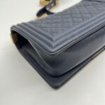 Boy 25 Caviar Navy Gold Hardware