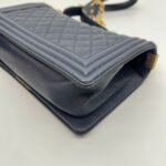 Boy 25 Caviar Navy Gold Hardware