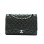 Maxi Classic D. Flap Lambskin Black Silver Hardware