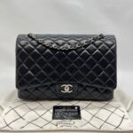 Maxi Classic D. Flap Lambskin Black Silver Hardware