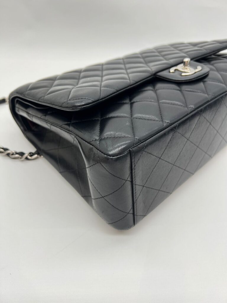Maxi Classic D. Flap Lambskin Black Silver Hardware